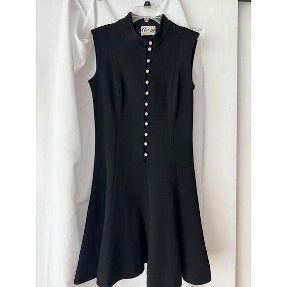 Vintage Act III Mod Black Wool Dress w/ Rhinestone Buttons - Picture 12 of 14